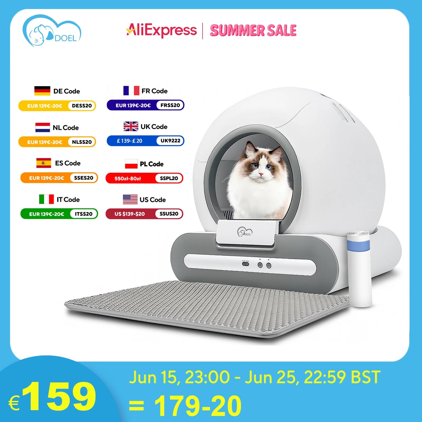 DOEL Smart Self-Cleaning Cat Litter Box