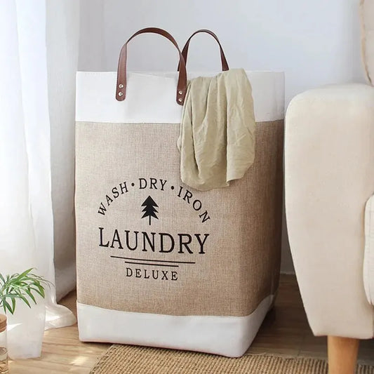 Foldable Cotton Laundry Basket – Classic Style