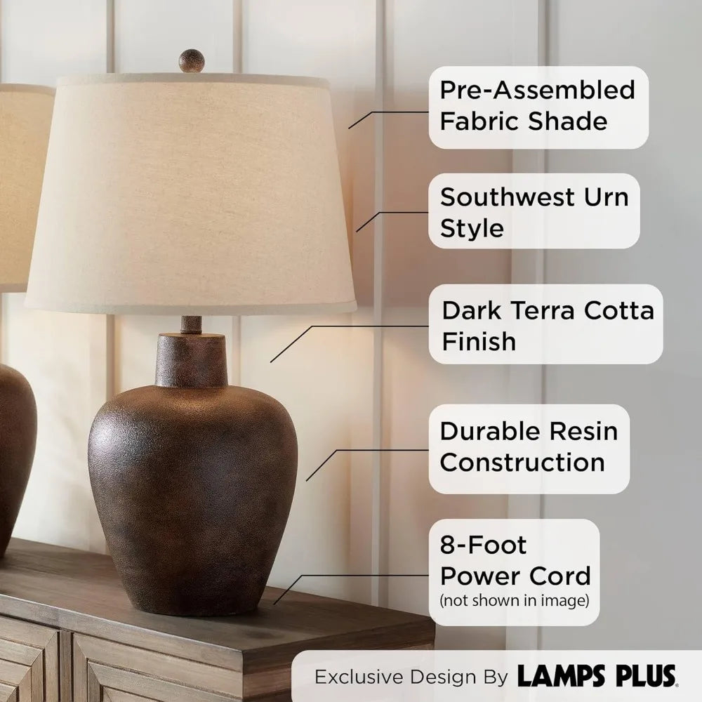 Set of 2 Rustic Terracotta Table Lamps – 27” High