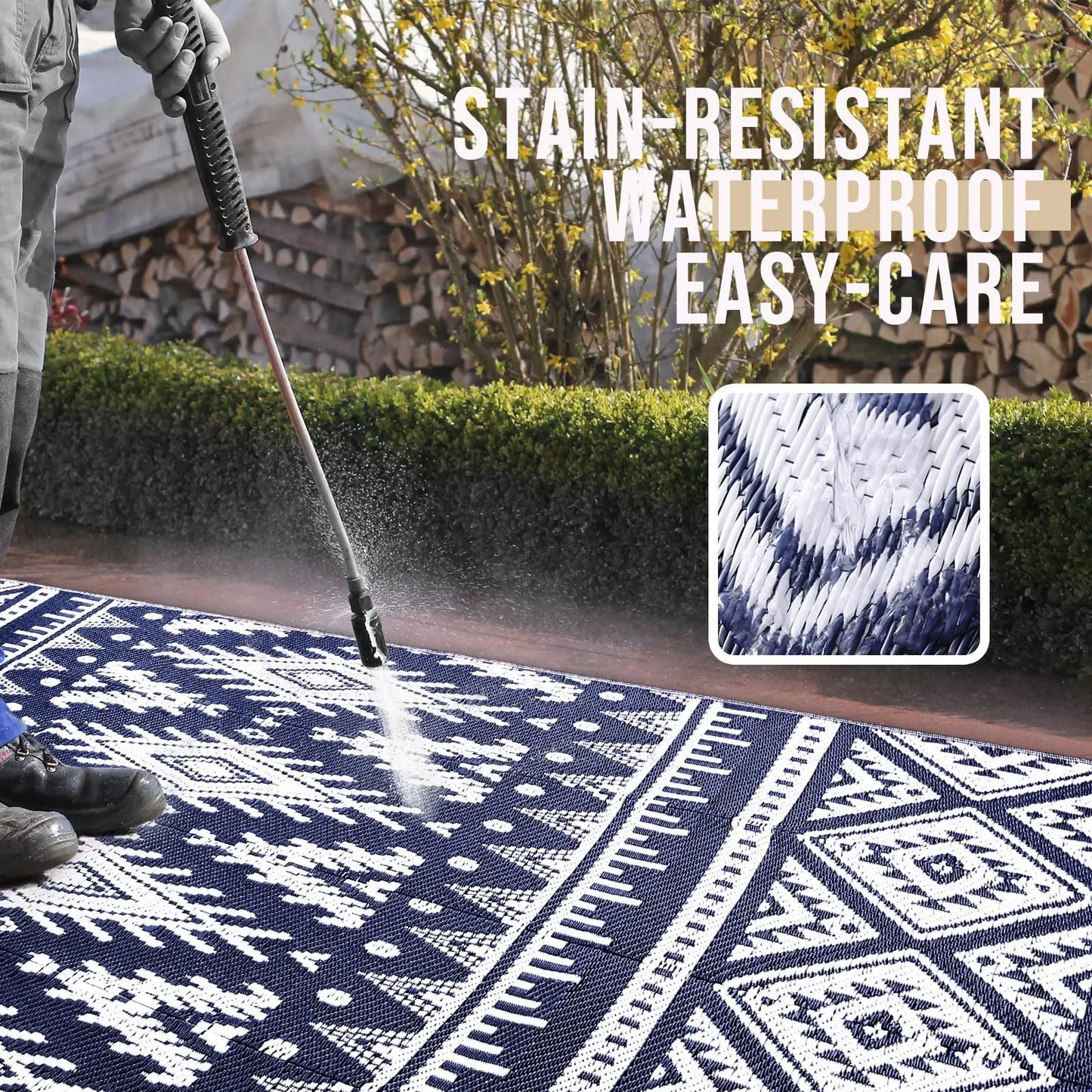 Reversible Outdoor Waterproof Rug – Boho Patio &amp; Camping Mat