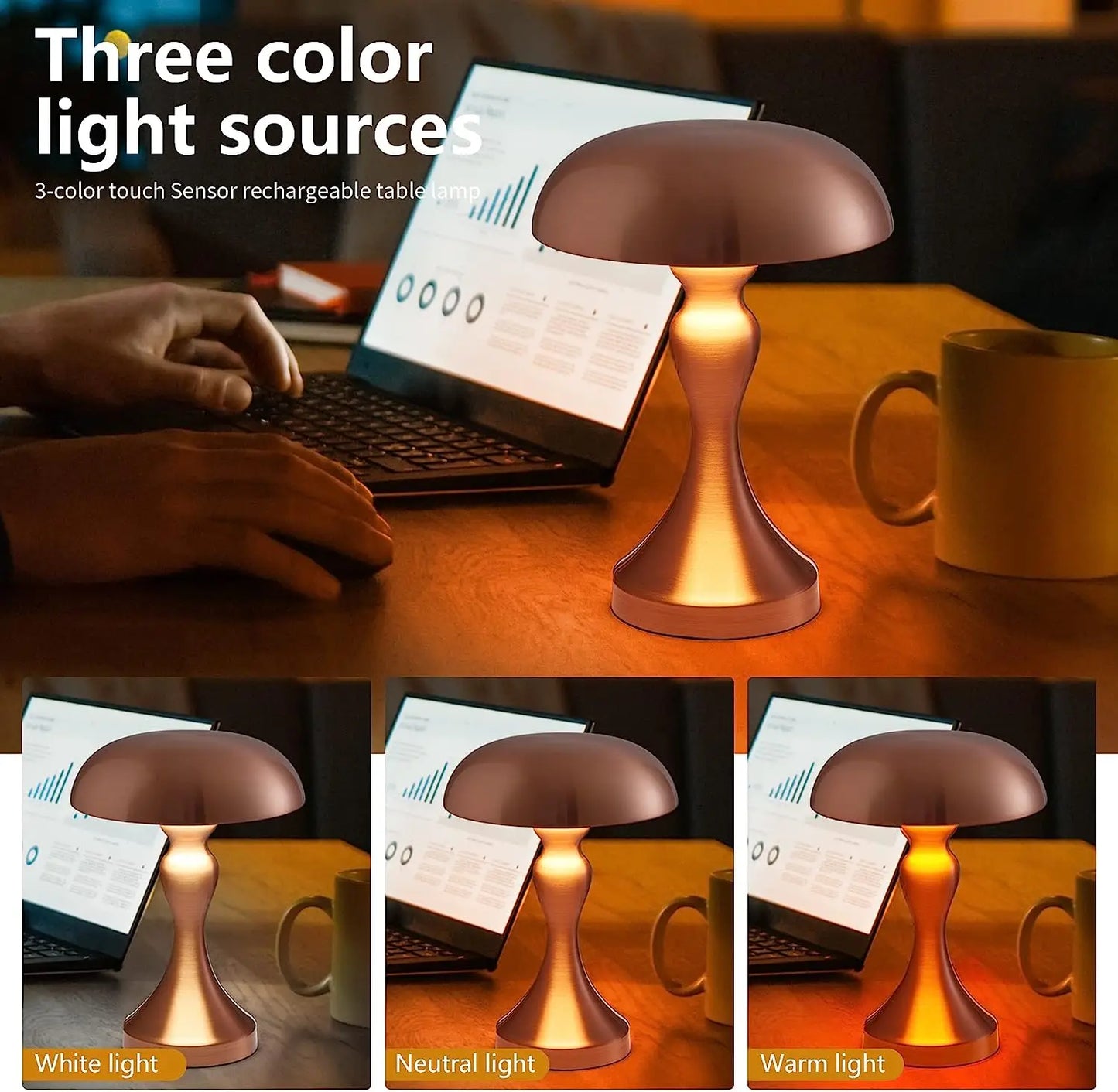 Modern Rechargeable LED Table Lamp – Touch Control, Wireless, Iron Body