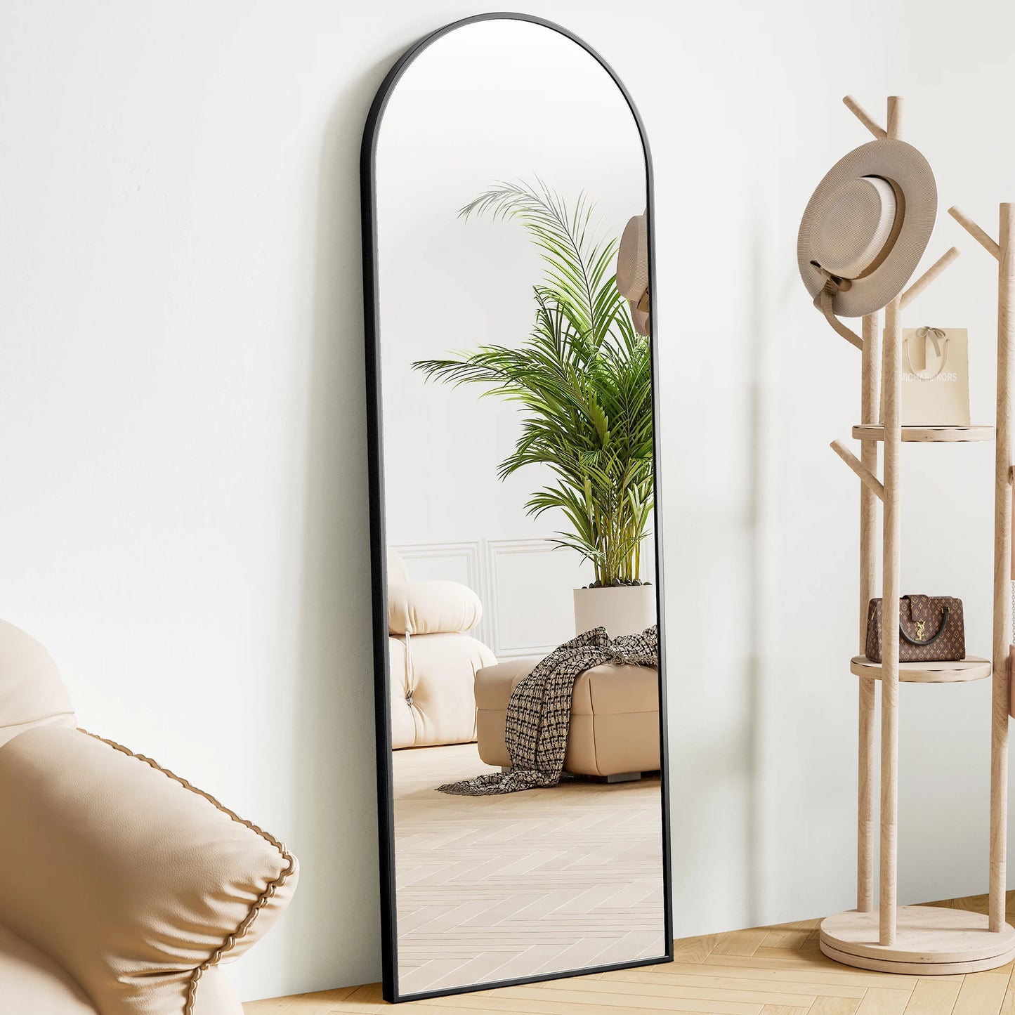Full-Length Floor Mirror with Aluminum Alloy Frame – 64” x 21”