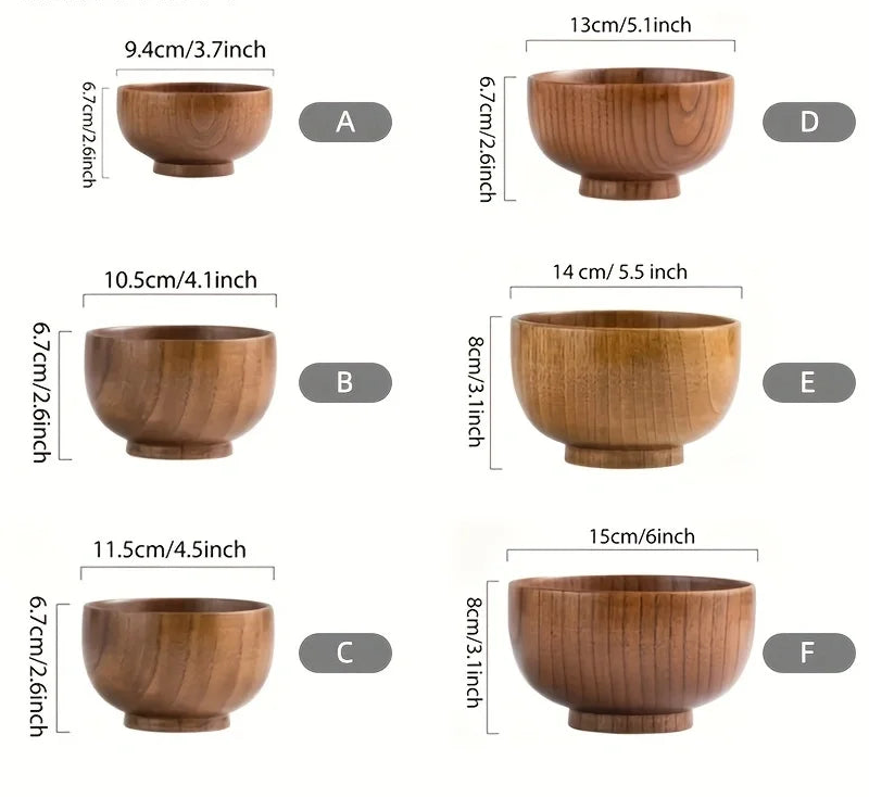 Natural Wooden Bowl – Handcrafted for Rice, Salad, or Dessert