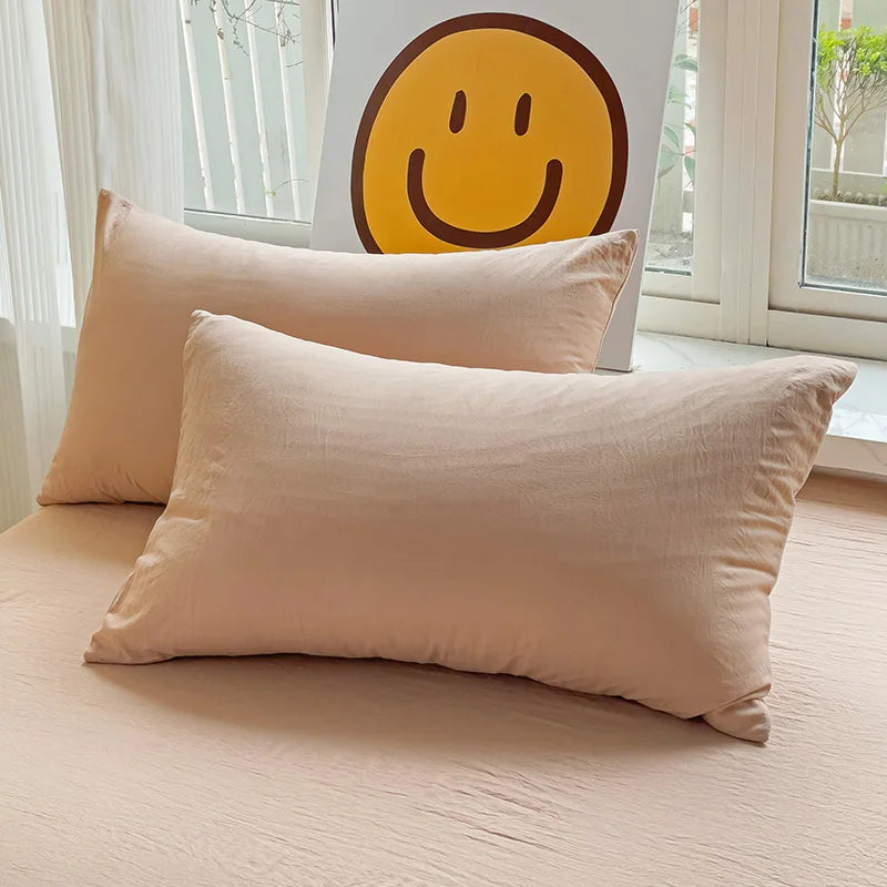 Washed Cotton Pillowcase Set – 2-Pack Solid Color, 19” x 29”