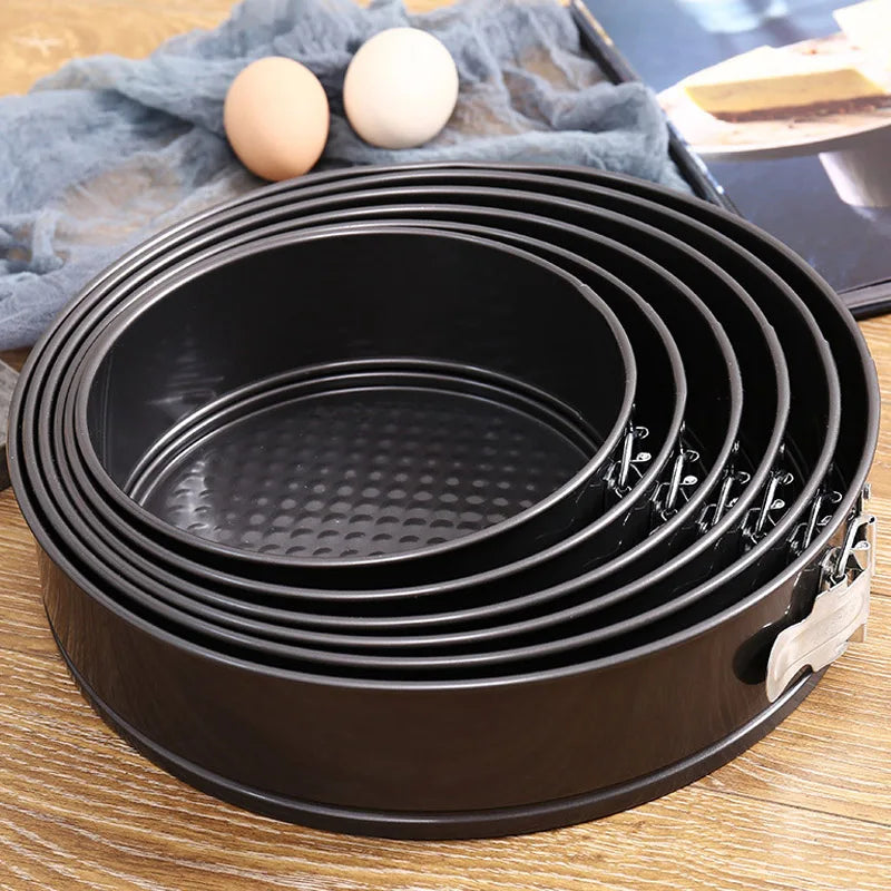 Carbon Steel Round Cake Pan with Locking Bottom – Non-Stick Springform Mold