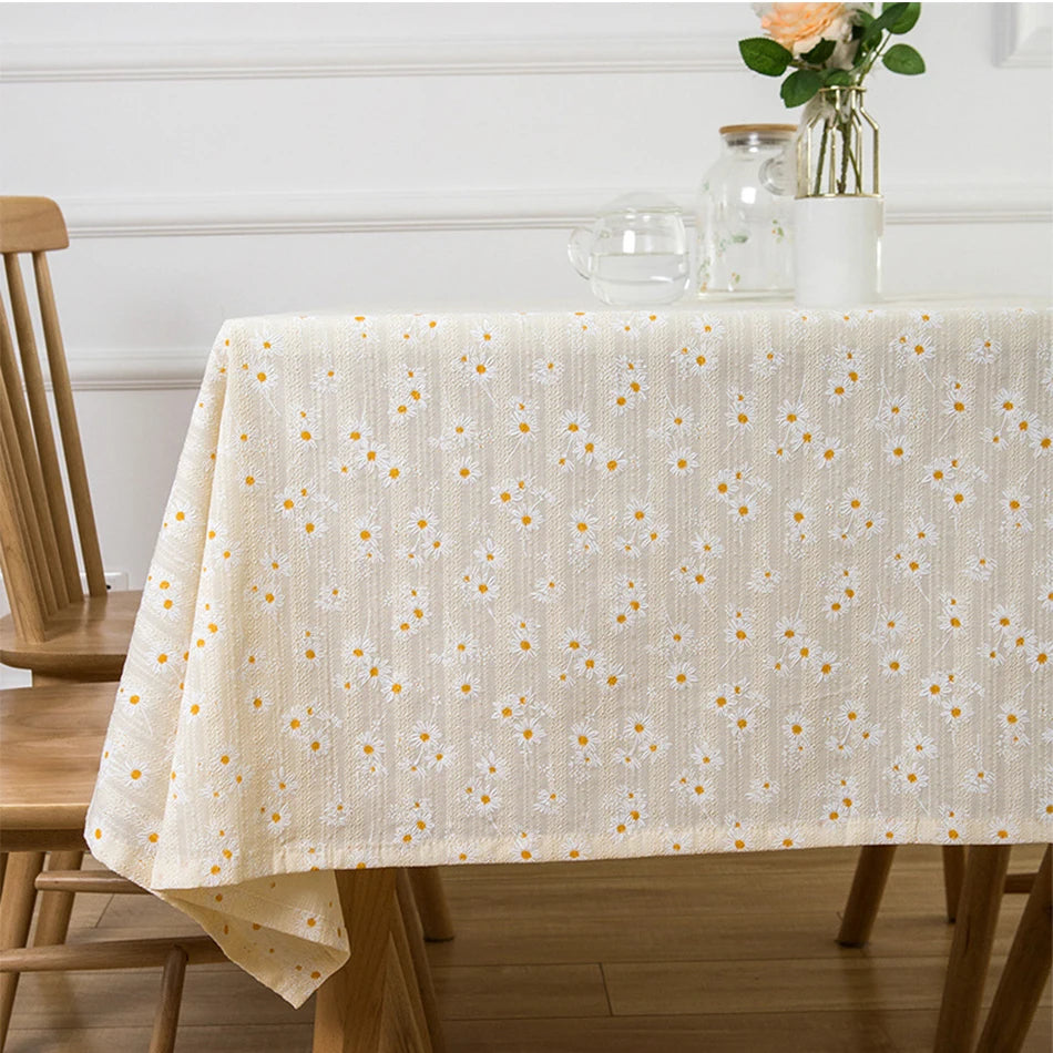 Three-Dimensional Jacquard Checkered Tablecloth