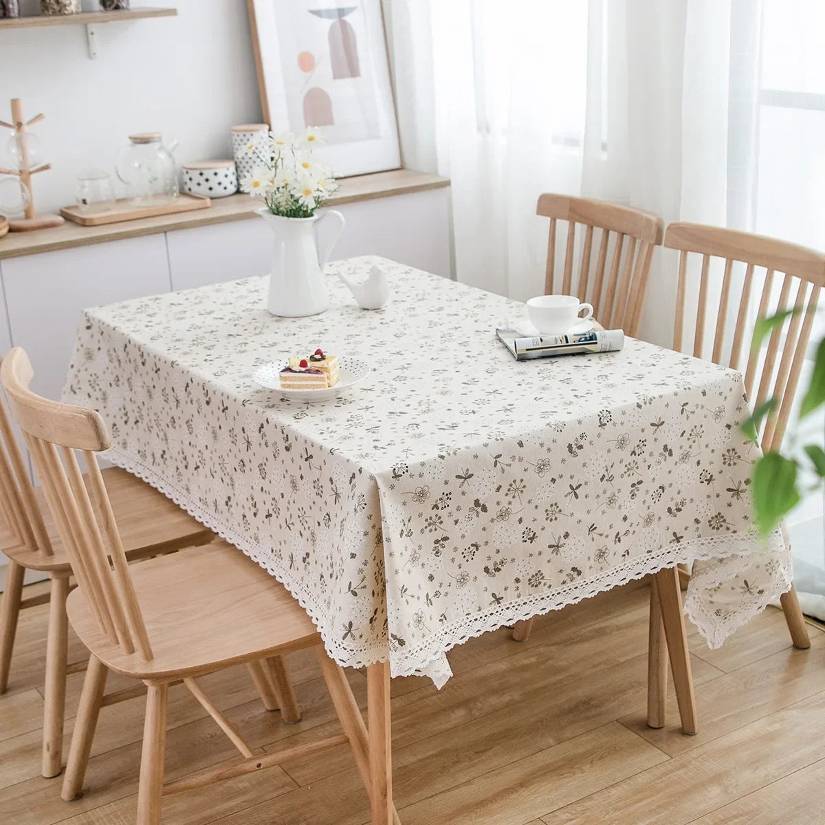 Pastoral Style Plaid Tablecloth – Linen &amp; Cotton Blend