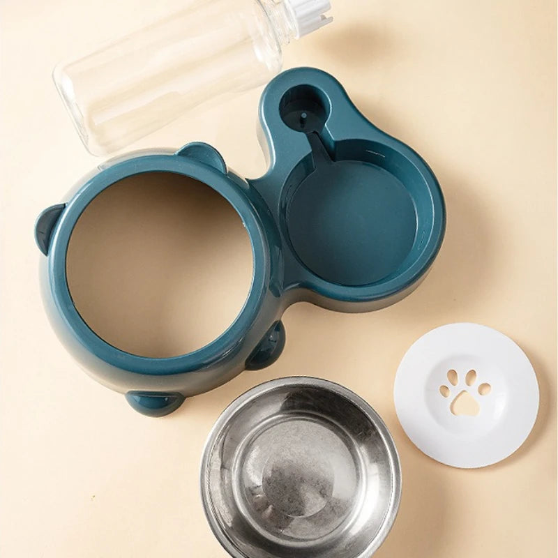 Automatic Pet Feeder with Water Dispenser – Non-Slip Tilted Bowl Set