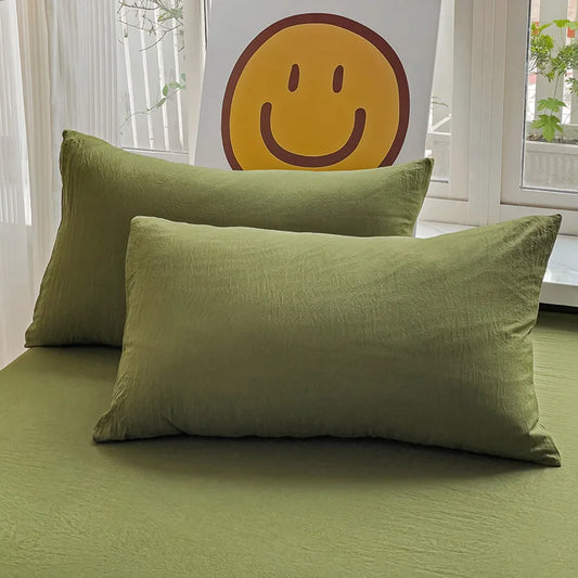 Washed Cotton Pillowcase Set – 2-Pack Solid Color, 19” x 29”