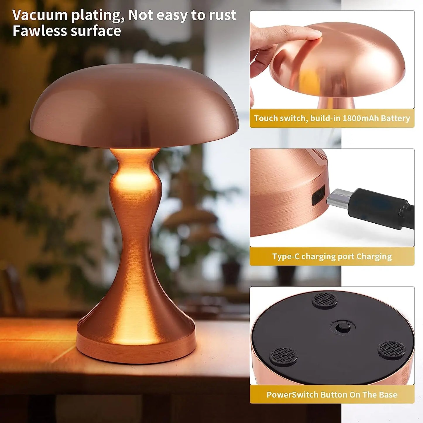 Modern Rechargeable LED Table Lamp – Touch Control, Wireless, Iron Body