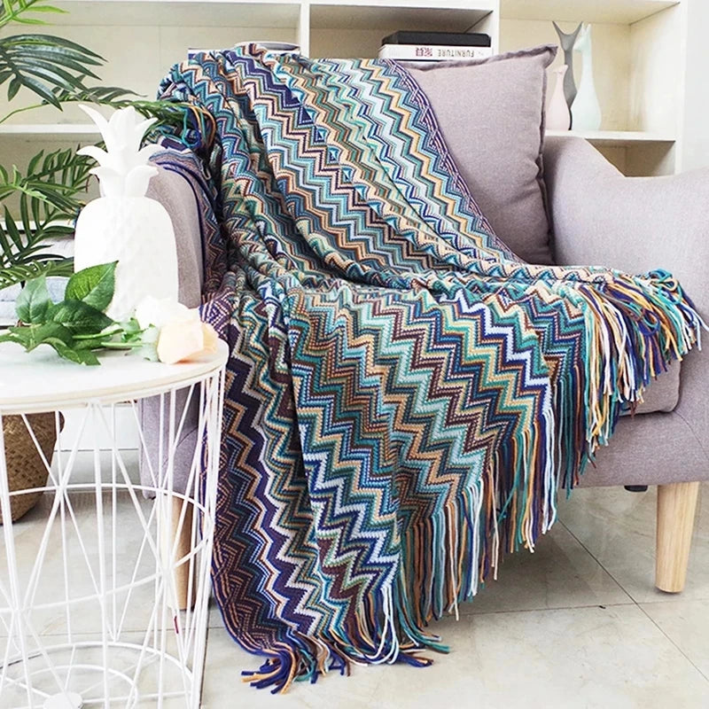 Boho Woven Aztec Throw Blanket