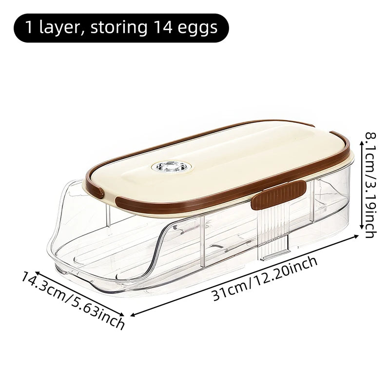 Stackable Egg Storage Box – Clear Fridge Organizer, Single/Double Row, 1–3 Layers