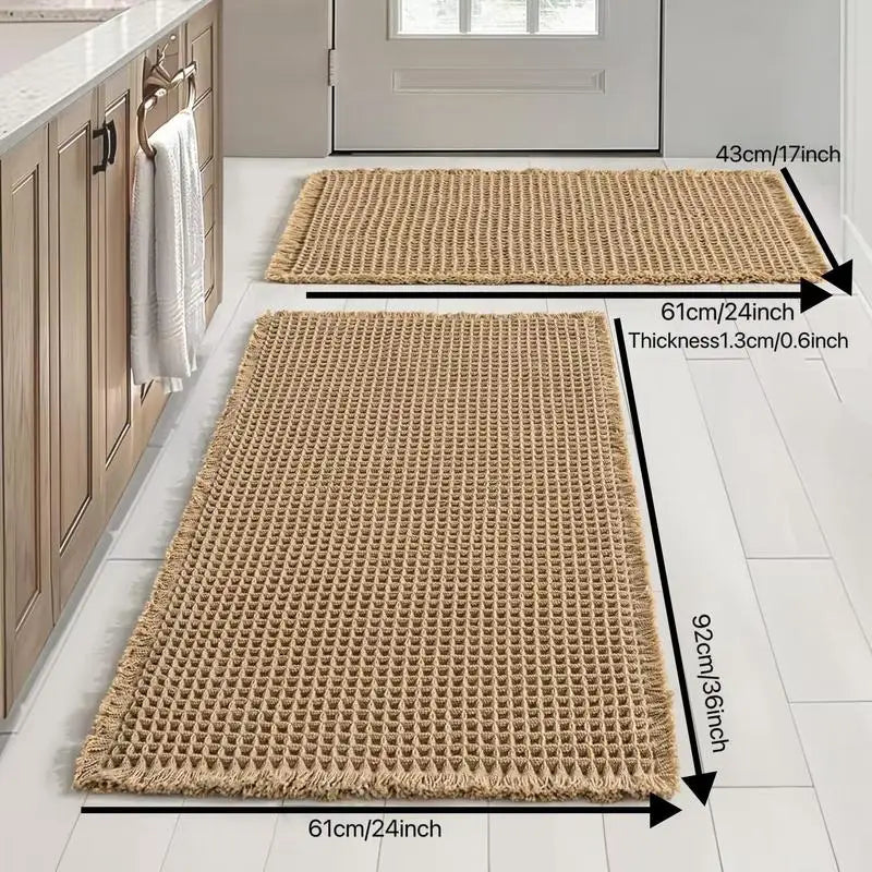 2-Piece Non-Slip Absorbent Floor Mat Set for Bathroom & Home