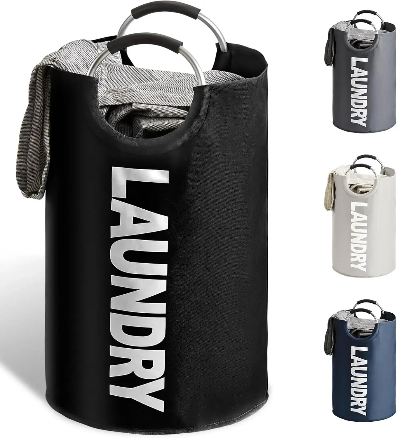 Collapsible Laundry Hamper with Aluminum Handle – Large Capacity Clothes Basket
