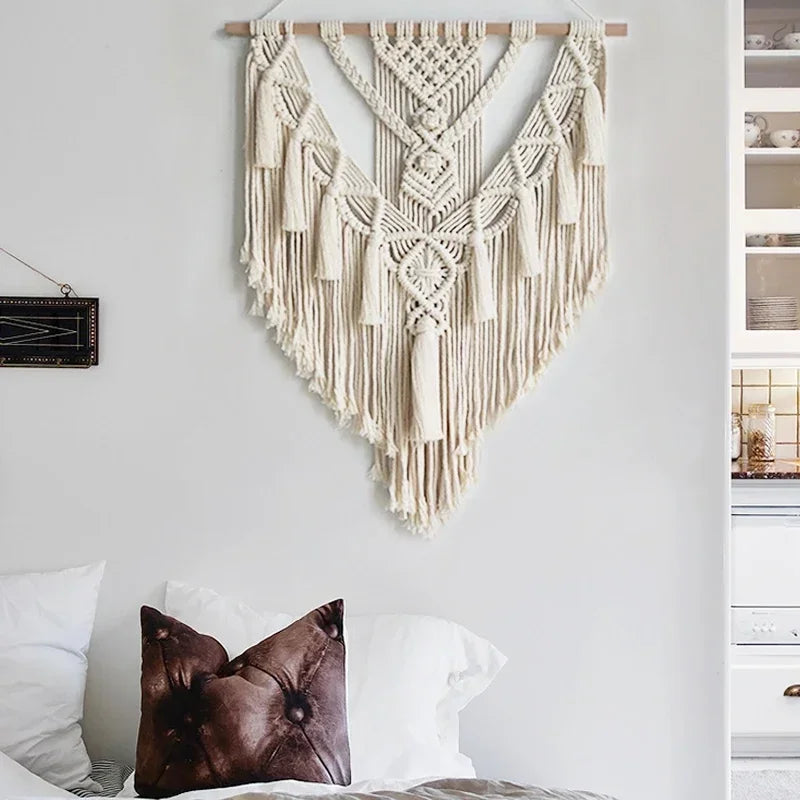 Hand-Woven Macrame Wall Hanging – Boho Cotton Tapestry