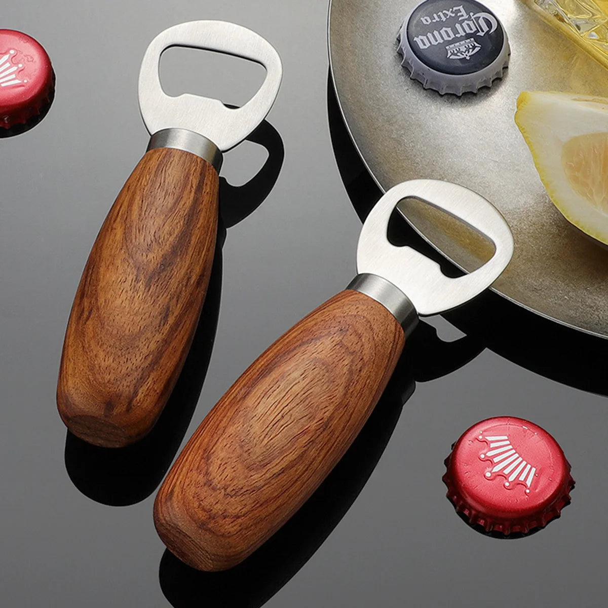 Wood Handle Stainless Steel Bottle Opener – Durable &amp; Easy to Use