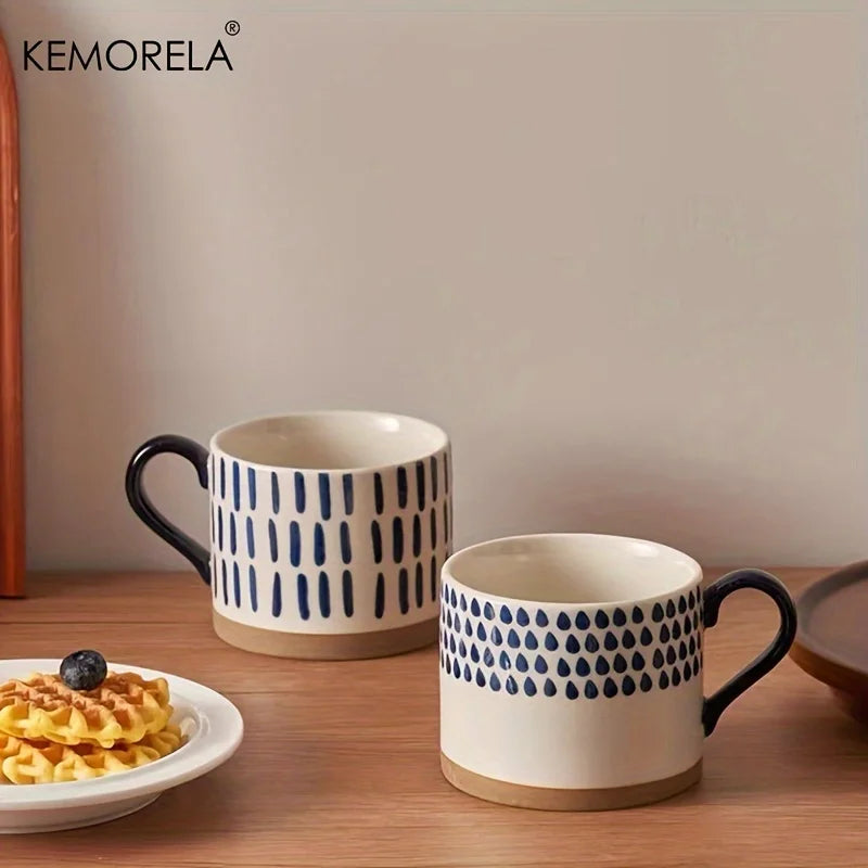 15.2 oz Nordic Ceramic Coffee Mug with Handle – Retro Style