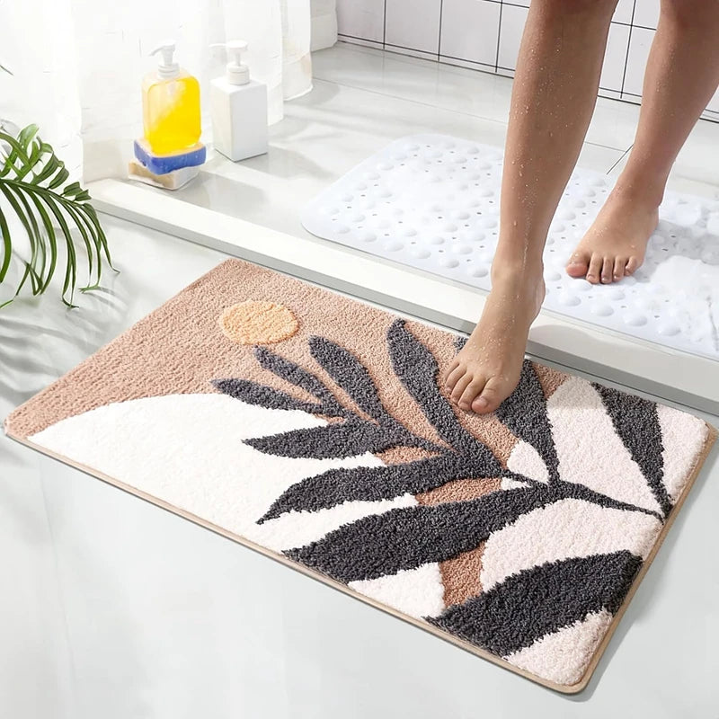 Ultra Soft Microfiber Non-Slip Bath Mat – Leaf Pattern