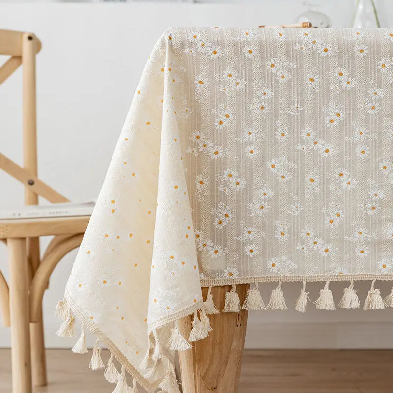 Three-Dimensional Jacquard Checkered Tablecloth