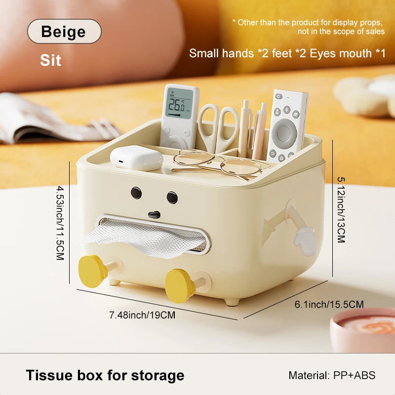 Multi-Function Desktop Organizer Box with Tissue Holder