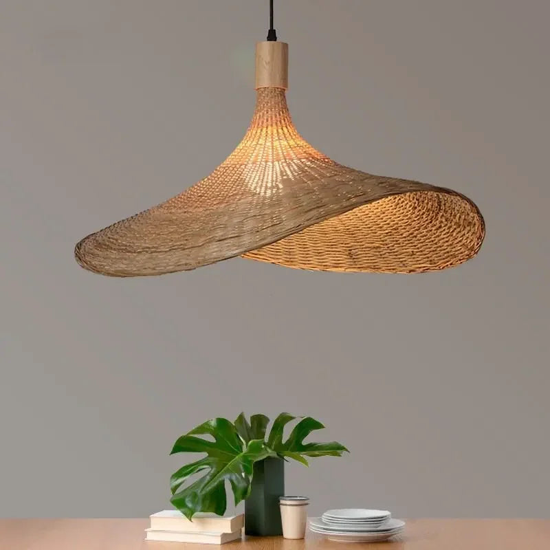 Handwoven Bamboo Pendant Light – Hanging Lamp