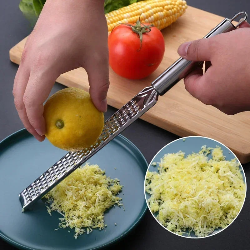 Stainless Steel Flat Zester & Grater – Long Handle Citrus, Cheese & Vegetable Grater