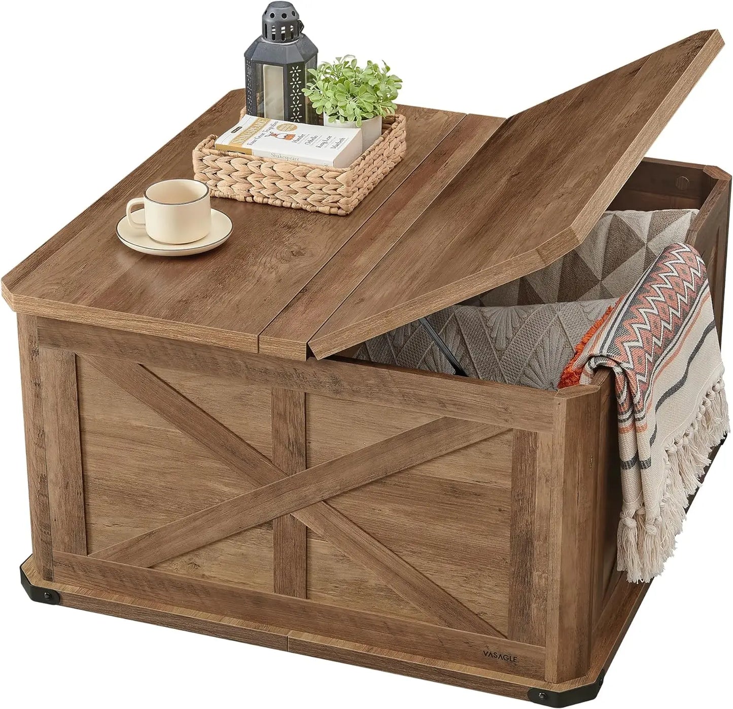 Modern Farmhouse Coffee Table with Hidden Storage – 31.5" Square