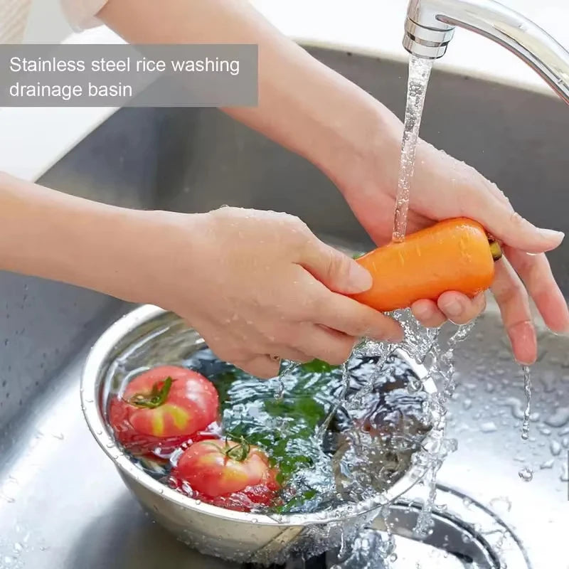 Stainless Steel Rice Washer &amp; Strainer Bowl