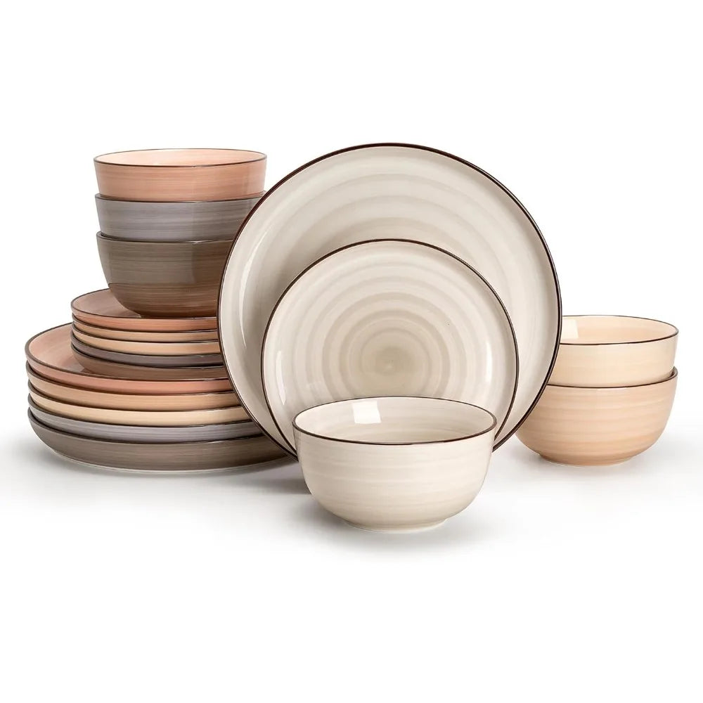 18-Piece Porcelain Dinnerware Set – Swirl Design, Service for 6