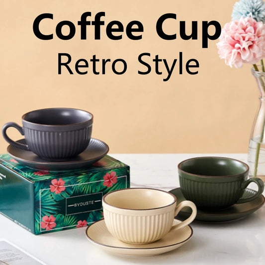 Pumpkin-Inspired Ceramic Coffee Mug with Saucer