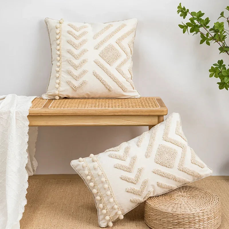 Boho Woven Pillow Cover – Modern Minimalist Cushion Case