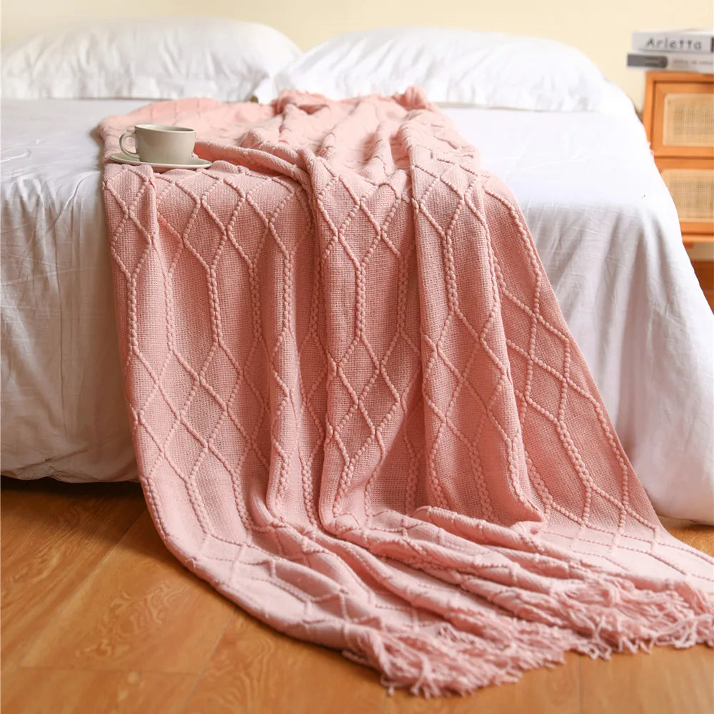 Cozy Knit Throw Blanket – Soft, Lightweight &amp; Travel-Friendly