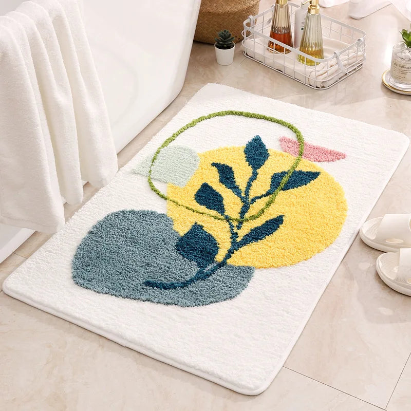 Ultra Soft Microfiber Non-Slip Bath Mat – Leaf Pattern