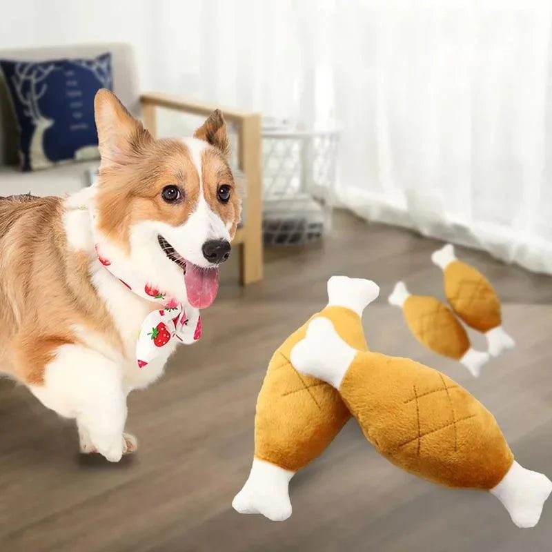 Plush Chicken Leg Dog Toys – Squeaky, Soft, and Fun!