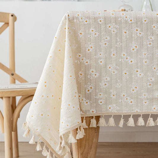 Three-Dimensional Jacquard Checkered Tablecloth