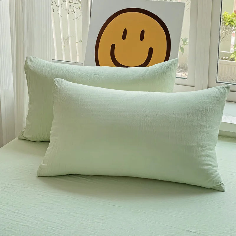 Washed Cotton Pillowcase Set – 2-Pack Solid Color, 19” x 29”