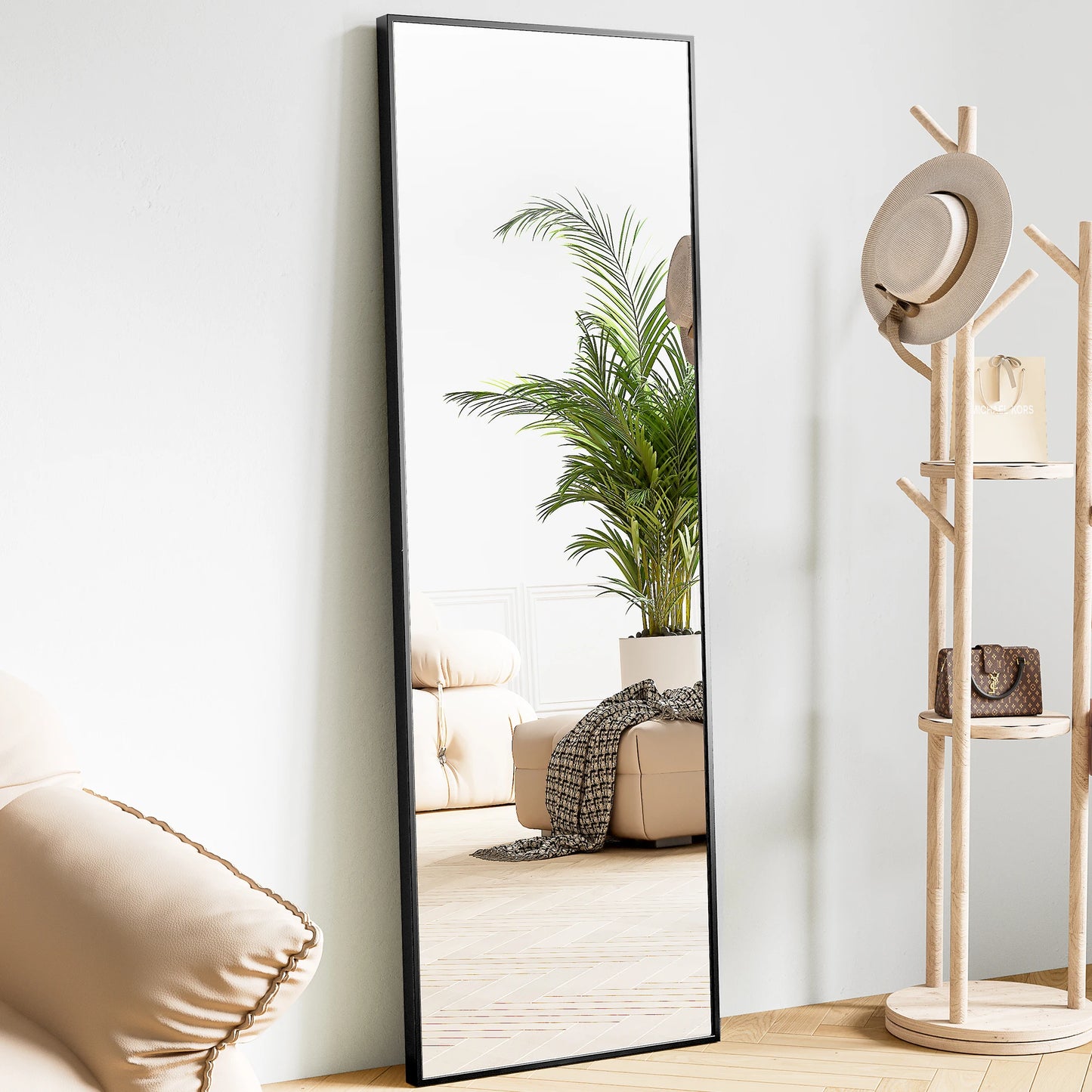 Full-Length Floor Mirror with Aluminum Alloy Frame – 64” x 21”
