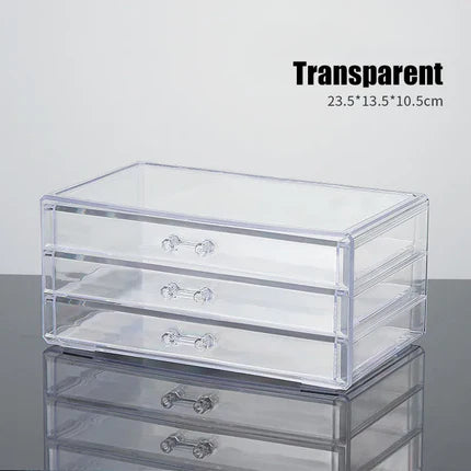 Acrylic Drawer-Style Makeup Brush Organizer – Transparent &amp; Grey