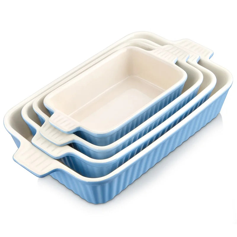 4-Piece Ceramic Baking Dish Set with Handles