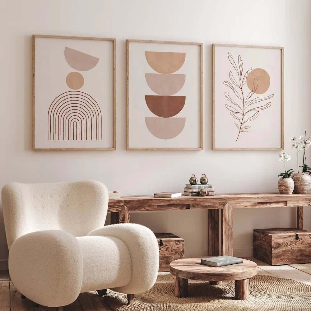 Bohemian Abstract Canvas Wall Art – 1PC/3PCS Unframed Modern Minimalist Poster Set