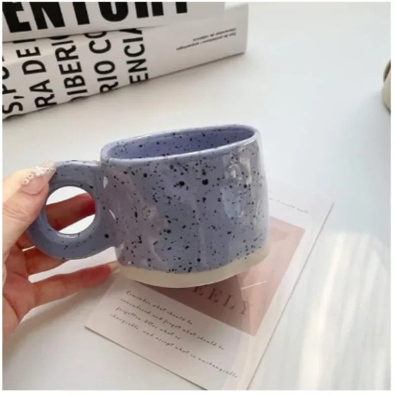Porcelain Ink-Splash Coffee Mug – Handcrafted Look