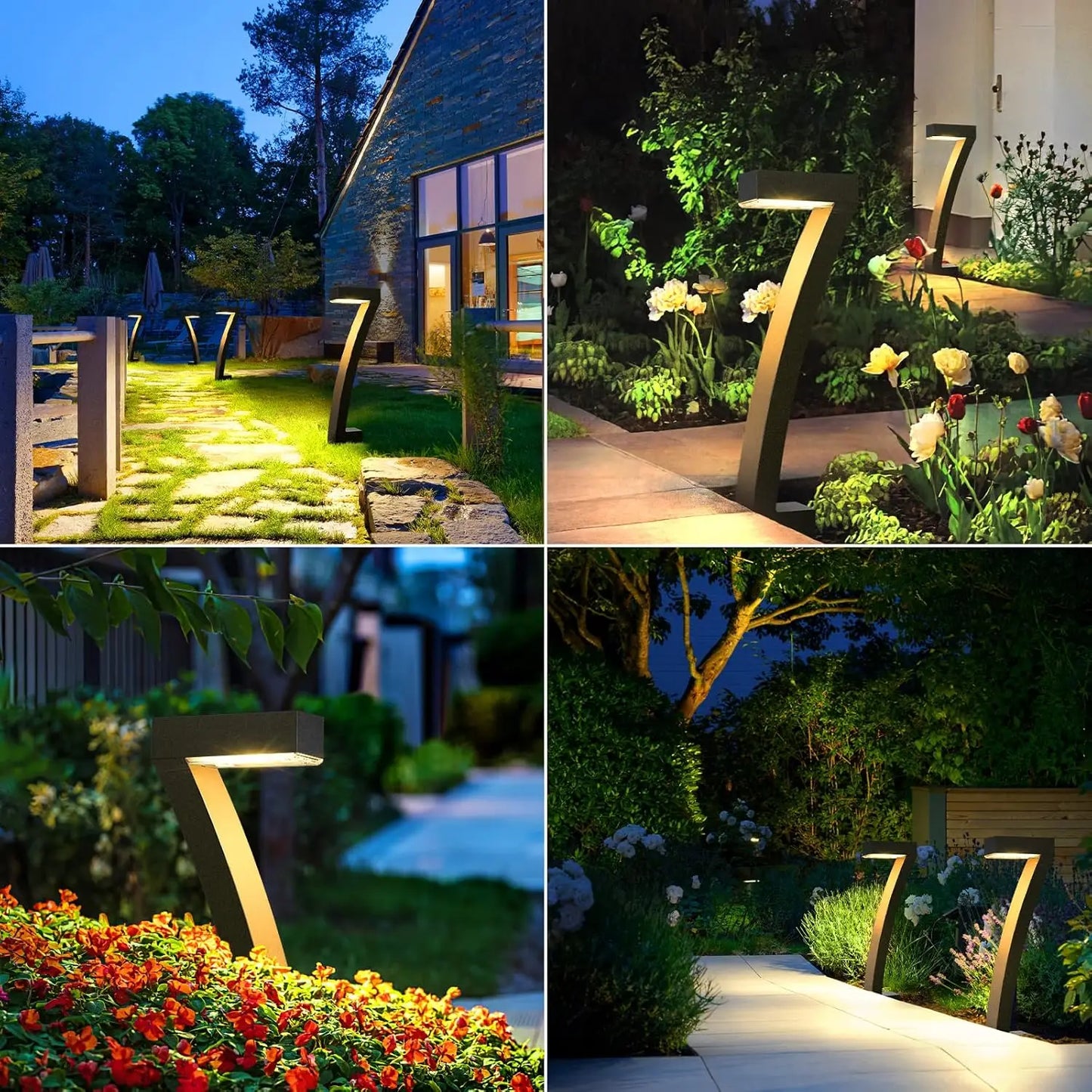 Modern Solar Pathway Lights - Outdoor LED Garden Lights with Auto Dusk to Dawn Feature