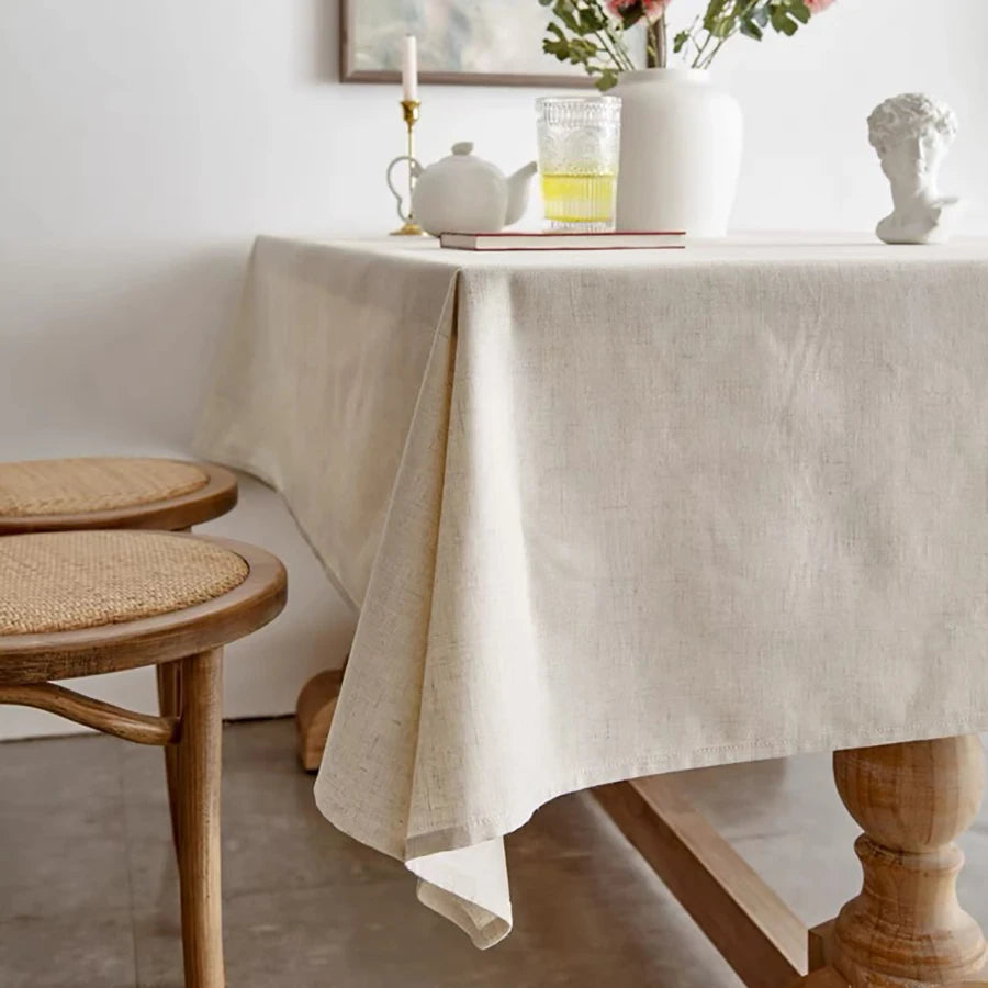 Ruffled Cotton Linen Tablecloth – Nordic Style, Oilproof &amp; Elegant Design