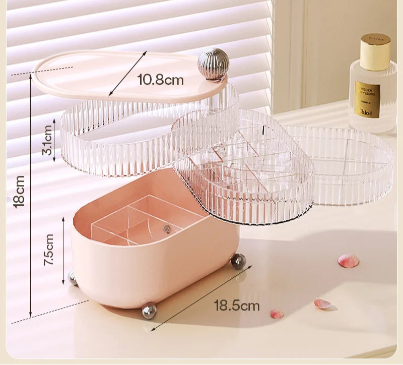 Rotating Desktop Storage Box – 3/4 Tier Covered Organizer