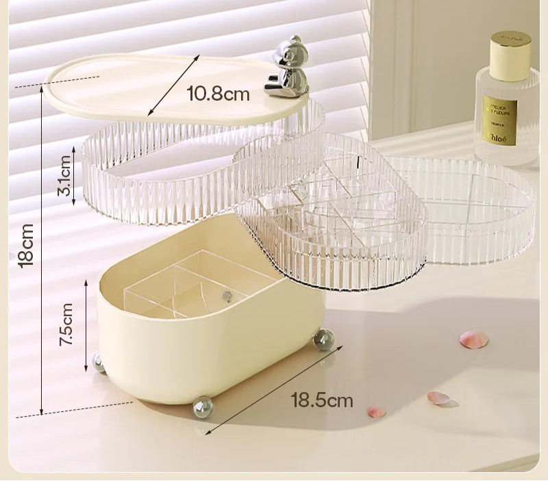 Rotating Desktop Storage Box – 3/4 Tier Covered Organizer