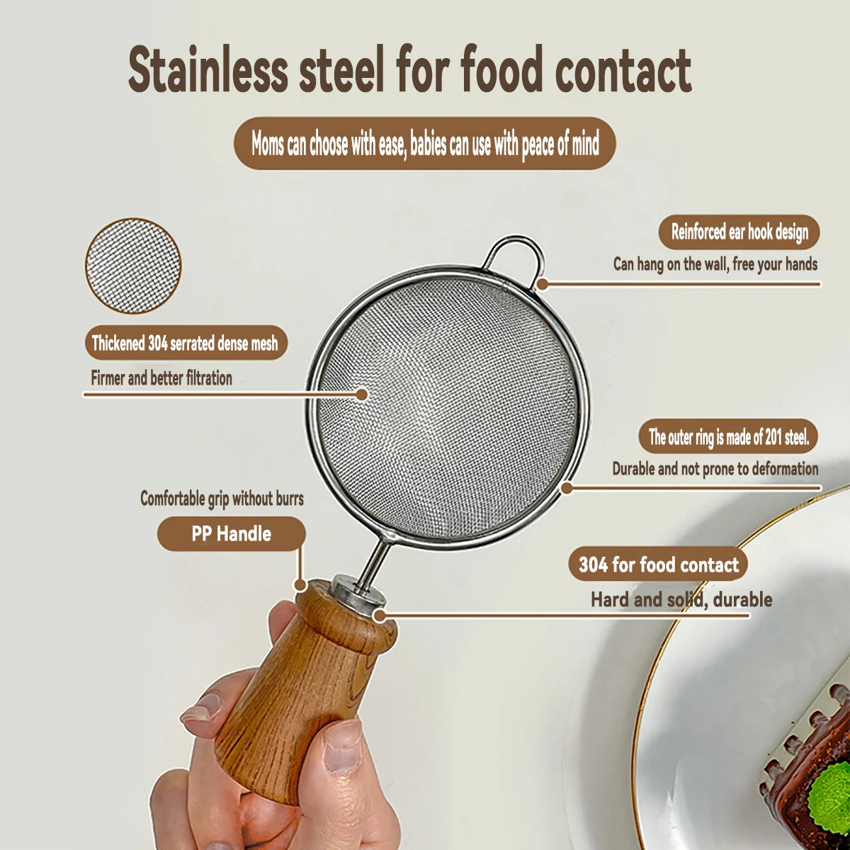 Stainless Steel Flour Sifter – Fine Mesh Baking Tool