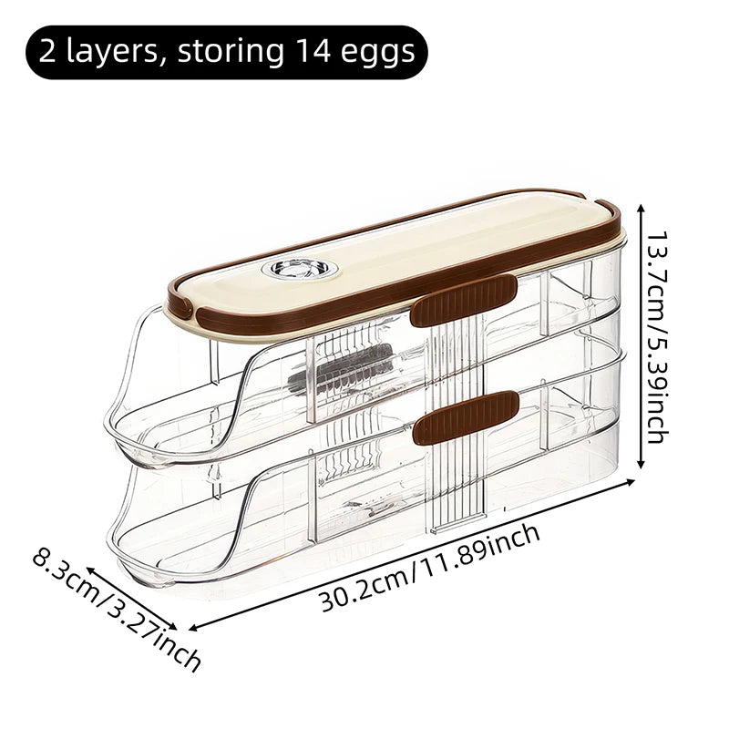 Stackable Egg Storage Box – Clear Fridge Organizer, Single/Double Row, 1–3 Layers