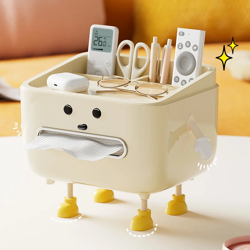 Multi-Function Desktop Organizer Box with Tissue Holder