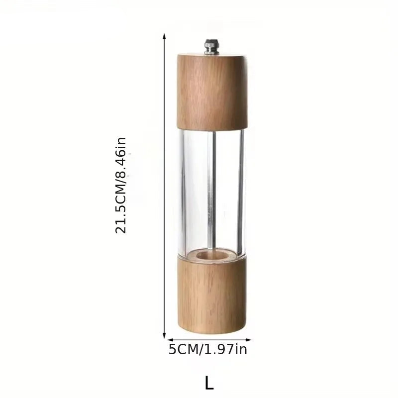 Wood &amp; Glass Manual Salt and Pepper Grinder Mill