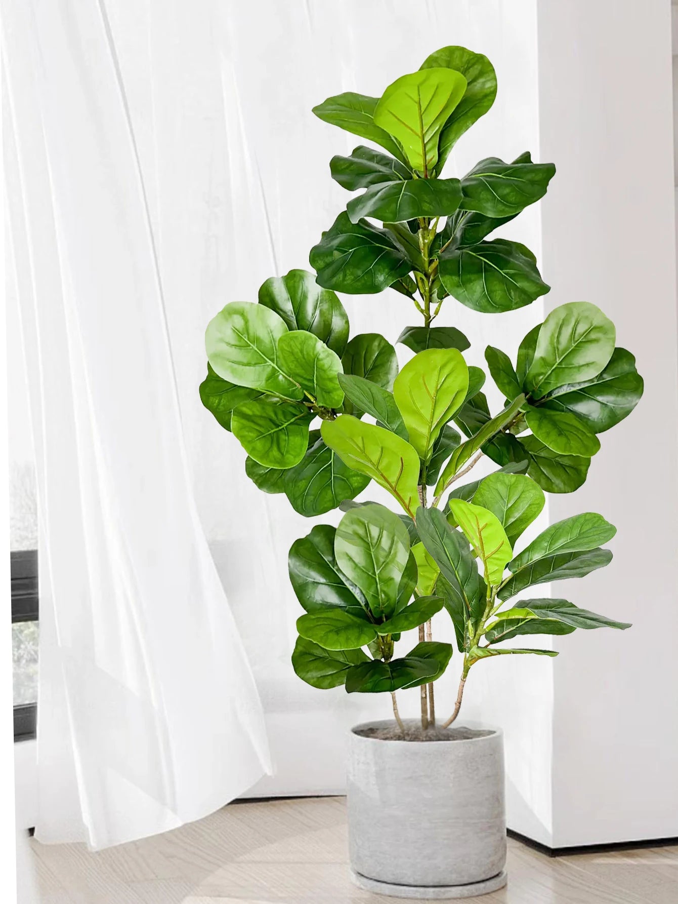 Artificial Fiddle Leaf Ficus Tree – 27.5" to 53" Faux Tropical Floor Plant